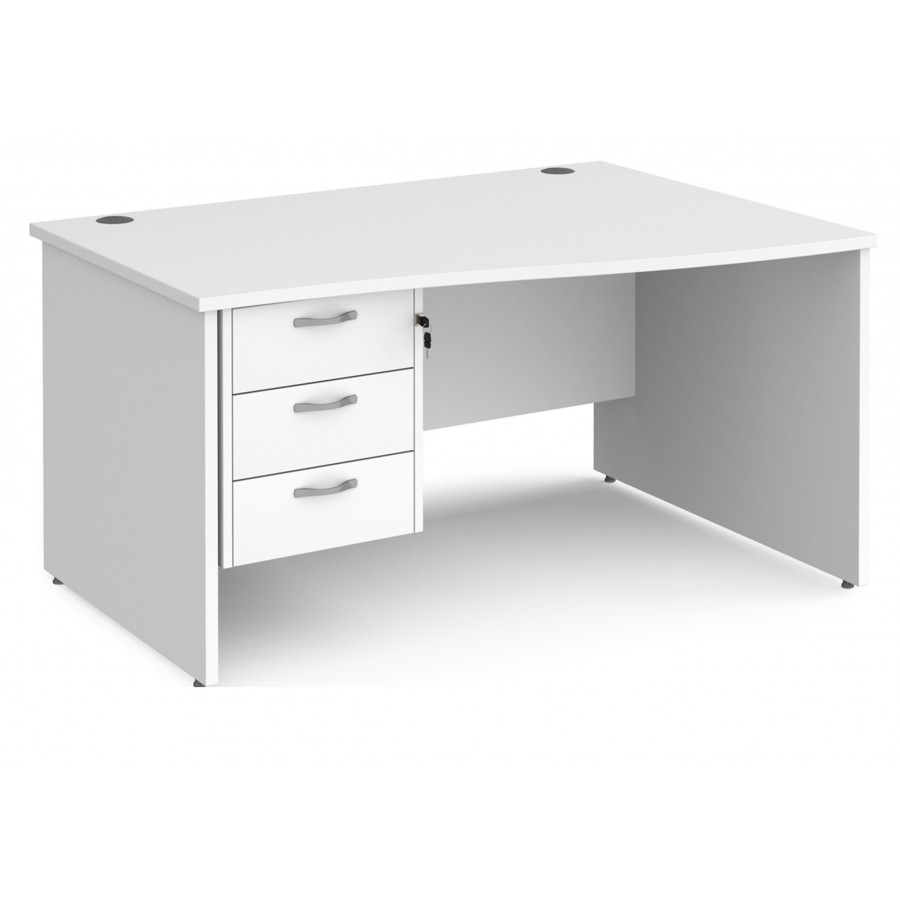 Maestro Panel End Wave Desk with Three Drawer Pedestal